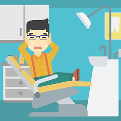 Image showing Scared patient in dental chair vector illustration