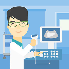 Image showing Male ultrasound doctor vector illustration.