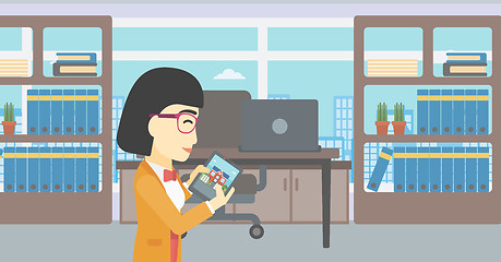 Image showing Woman looking for house vector illustration.