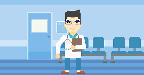 Image showing Doctor with file vector illustration.