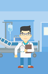 Image showing Doctor with file vector illustration.