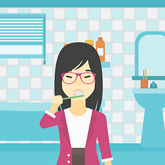 Image showing Woman brushing teeth vector illustration.