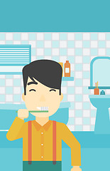 Image showing Man brushing teeth vector illustration.