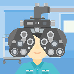 Image showing Patient during eye examination vector illustration