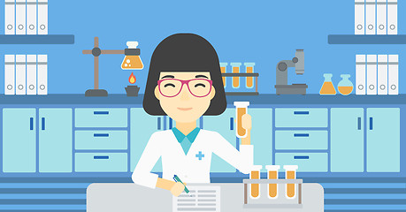 Image showing Laboratory assistant working vector illustration.