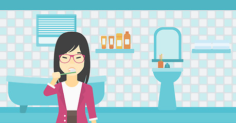 Image showing Woman brushing teeth vector illustration.