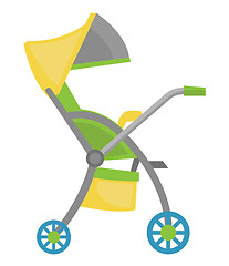 Image showing Colourful baby stroller vector illustration.