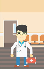 Image showing Doctor with first aid box vector illustration.