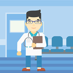 Image showing Doctor with file vector illustration.