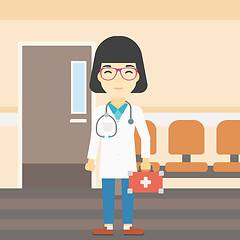 Image showing Doctor with first aid box vector illustration.