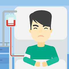 Image showing Patient lying in hospital bed vector illustration.