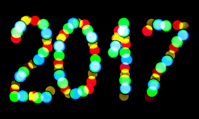 Image showing Happy New Year 2017 written blurred lights