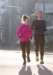 Image showing young  couple jogging