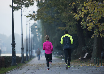 Image showing young  couple jogging