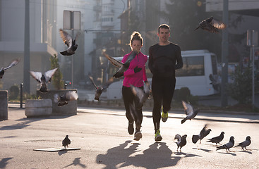 Image showing young  couple jogging