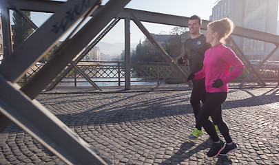 Image showing young  couple jogging