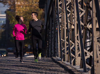 Image showing young  couple jogging