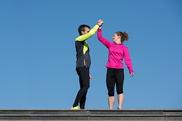 Image showing congratulate and happy to finish morning workout