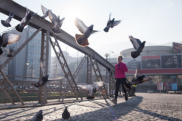 Image showing sporty woman jogging on morning