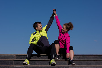 Image showing congratulate and happy to finish morning workout