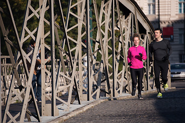 Image showing young  couple jogging