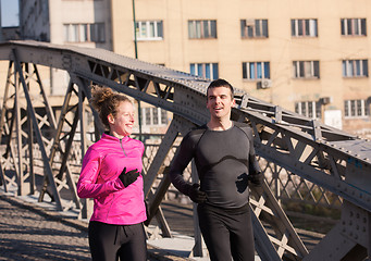 Image showing young  couple jogging