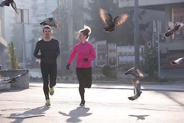 Image showing young  couple jogging