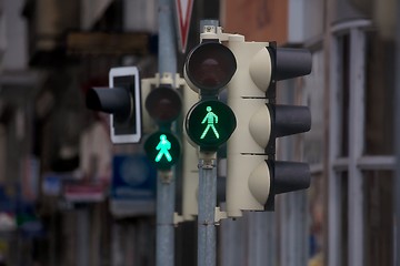 Image showing Green light in urban street