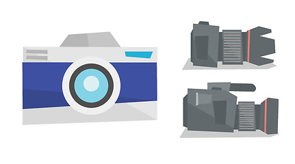 Image showing Digital photo camera and professional video camera