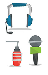 Image showing Headphones and microphones vector illustration.