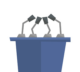 Image showing Seminar speech podium with microphones.