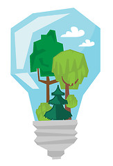Image showing Light bulb with trees inside vector illustration.