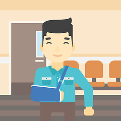 Image showing Injured man with broken arm vector illustration.