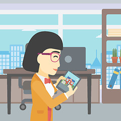 Image showing Woman looking for house vector illustration.