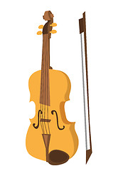 Image showing Wooden violin with bow vector illustration.