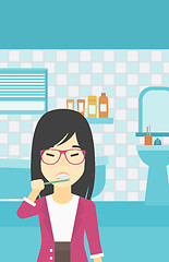 Image showing Woman brushing teeth vector illustration.