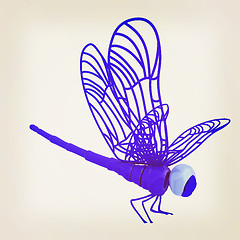 Image showing Dragonfly. 3D illustration. Vintage style.