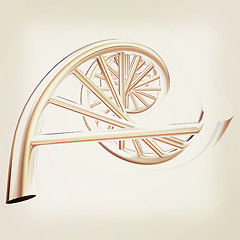 Image showing DNA structure model on white. 3D illustration. Vintage style.