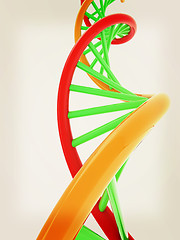 Image showing DNA structure model on white. 3D illustration. Vintage style.