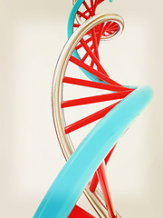 Image showing DNA structure model on white. 3D illustration. Vintage style.