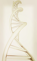 Image showing DNA structure model on white. 3D illustration. Vintage style.