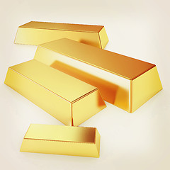 Image showing gold bars. 3D illustration. Vintage style.