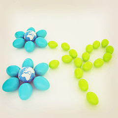 Image showing Eggs in the shape of a flower with Earth. Global holiday concept