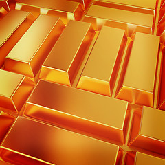 Image showing gold bars. 3D illustration. Vintage style.