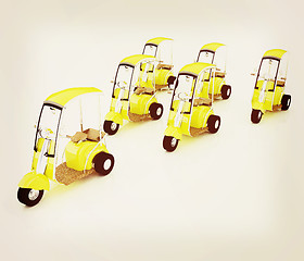 Image showing scooters. 3D illustration. Vintage style.