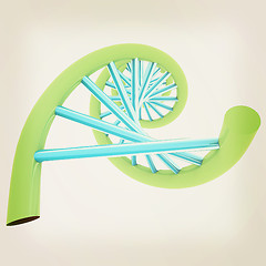 Image showing DNA structure model on white. 3D illustration. Vintage style.