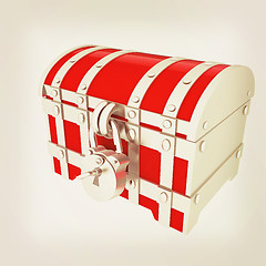 Image showing cartoon chest. 3D illustration. Vintage style.