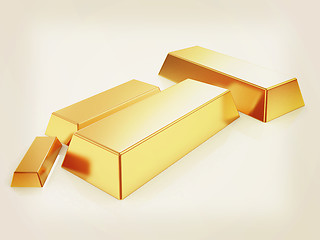 Image showing gold bars. 3D illustration. Vintage style.