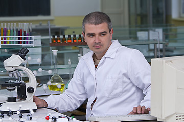 Image showing Researcher at his workplace