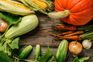 Image showing Vegetables on wood